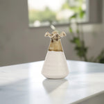 Load image into Gallery viewer, Brown and Cream Ceramic Vase - with Textured Top Ceramic flower vase | decorative vases | small vases for flowers | Ceramic near me | flower vase online | vase for living room | decorative vases for living room | Ceramic home decor items
