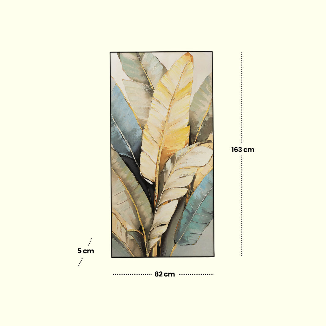 Golden Leaves Harmony – Hand-Painted Art Decor| Wall Hanging | Flower Art | Floral Art | Home Decor| Wall Decor
