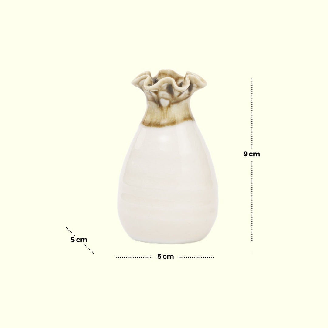 Classic Ceramic Vase - Cream and Brown Ceramic flower vase | Decorative vases | small vases for flowers | vase for living room | Decorative Vases for living room | Ceramic home decor items | Ceramic Vases Online India
