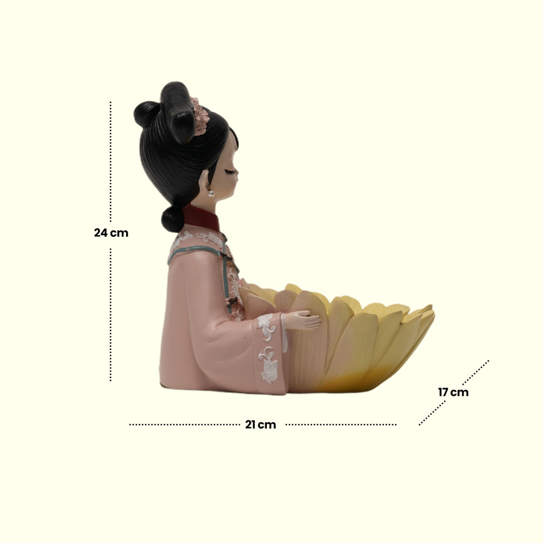 Yellow Lotus Meditative Figurine  - Yoga Posture Statue | Home Decor | Yoga Woman Statues | Yoga Sculpture Online In India | Modern yoga figurine