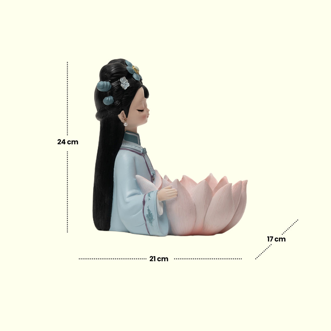 Pink Lotus Meditative Figurine  - Yoga Posture Statue | Home Decor | Yoga Woman Statues | Yoga Sculpture Online In India | Modern yoga figurine