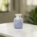 Load image into Gallery viewer, Mini Ruffled Ceramic Vase - Blue and Cream Ceramic flower vase | decorative vases | small vases for flowers | Ceramic near me | flower vase online | vase for living room | decorative vases for living room | Ceramic home decor items
