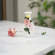 Porcelain Vase with Pastel Roses - Porcelain flower vase | decorative vases | small vases for flowers | Porcelain near me | flower vase online | vase for living room | decorative vases for living room | Porcelain home decor items