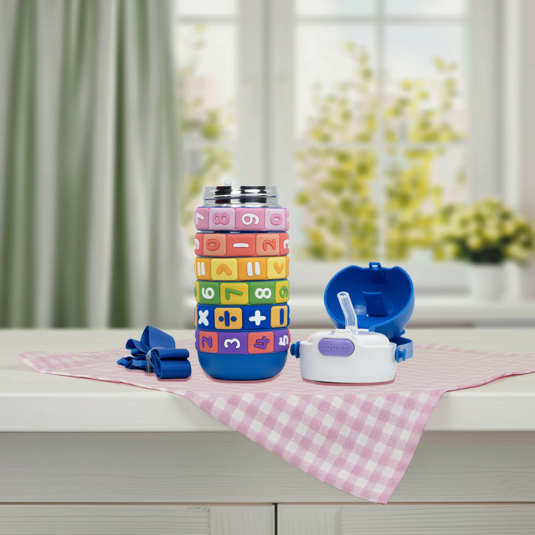Math Puzzle Water Bottle(Blue)  water bottle | Water bottle for kids | Cute water bottles for kids