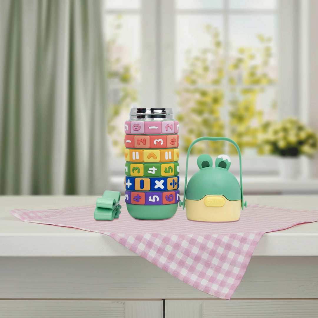Math Puzzle Water Bottle(Green)  water bottle | Water bottle for kids | Cute water bottles for kids