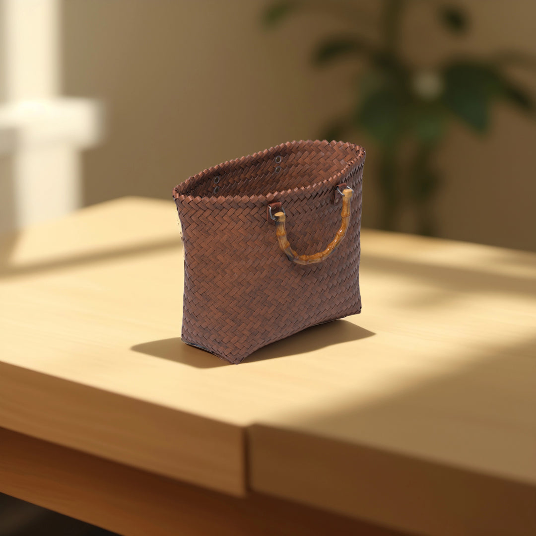Summer Escape Basket Tote Bag | Foldable Tote Basket | Bamboo Bag