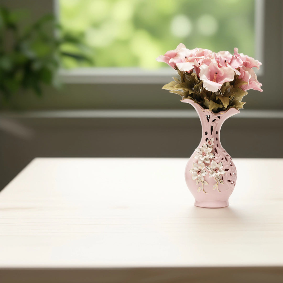 Rosy Romance Vase - Pastel Floral | Flower Vase | Ceramic Vases | Home Decor Gifts | Living Room Decor | Flower Vase for Table