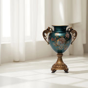 Sapphire Bloom Vase  Decorative Vase | Polyresin Vase|Floral Vase|Home Decor|Tabletop Decor|Decorative Accents|Home Decor Accents|Statement Piece | Hand painted Vase