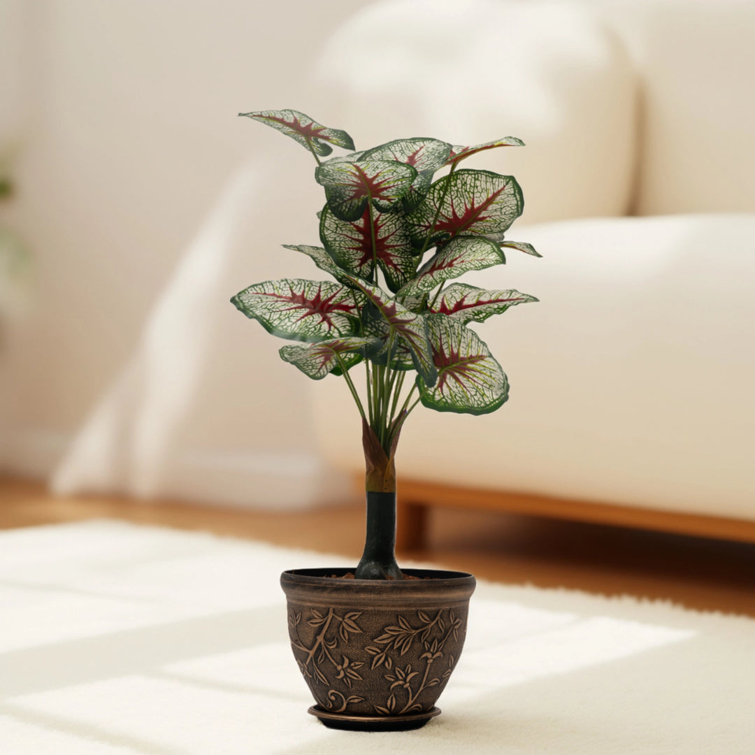 Vibrant Variegated Artificial Plant - Artificial Plant|Indoor Plant|Decorative Plant|Artificial Greenery|Low-Maintenance Plants|Green DecoR|Nature-Inspired Decor | Artificial Plants Room Decor | Tropical Fake Plant in Pot