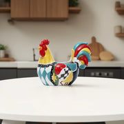 Colorful Rooster Kitchen Decor Bowl - Ceramic rooster figurine | Colorful ceramic rooster bowl | Whimsical rooster figurine for tabletop display | Ceramic rooster sculpture for home decor