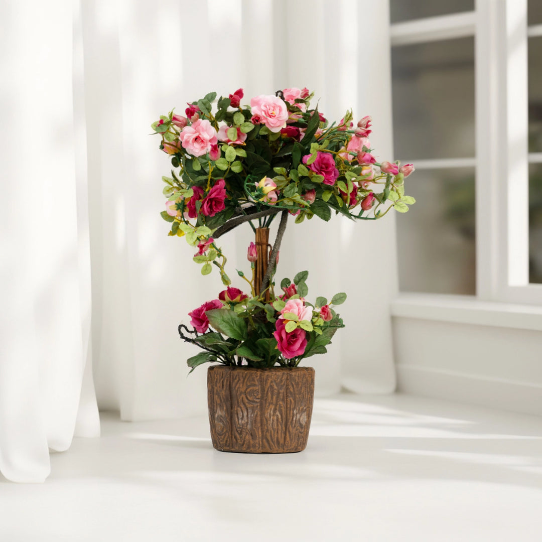 Everlasting Bloom(Red) - Artificial Plant for Living Room | Flower Decor | Side Table Decor | Flowers for Living Room