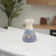 Ruffled Ceramic Vase with Creamy Blue Design - Ceramic flower vase | decorative vases | small vases for flowers | Ceramic near me | flower vase online | vase for living room | decorative vases for living room | Ceramic home decor items