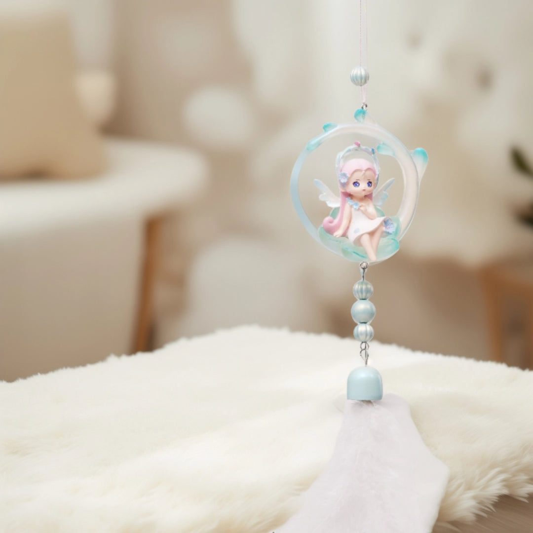 Hanging Fairy Doll with Feathers - Blue