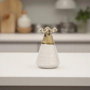 Brown and Cream Ceramic Vase with Textured Top - Ceramic flower vase | decorative vases | small vases for flowers | Ceramic near me | flower vase online | vase for living room | decorative vases for living room | Ceramic home decor items