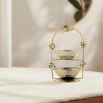 Load image into Gallery viewer, Gold Coated Double Storey  Gold Bowl| gold decorative ornament for table centerpiece | gold plated | Gold palted pooja bowl
