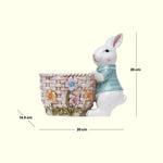 Load image into Gallery viewer, Bunny with Basket Kitchen Decor - Ceramic bunny figurines with flower baskets for Easter decor | Hand-painted ceramic bunny| Whimsical spring decor ceramic bunnies | Kitchen Ware

