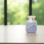 Load image into Gallery viewer, Mini Ruffled Ceramic Vase - Blue and Cream Ceramic flower vase | decorative vases | small vases for flowers | Ceramic near me | flower vase online | vase for living room | decorative vases for living room | Ceramic home decor items
