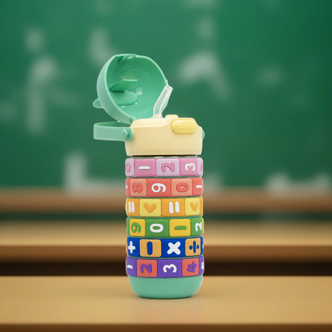Math Puzzle Water Bottle(Green)  water bottle | Water bottle for kids | Cute water bottles for kids