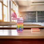 Load image into Gallery viewer, Math Puzzle Water Bottle(Pink)  water bottle | Water bottle for kids | Cute water bottles for kids
