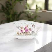 Whimsical Teacup Planter Ceramic Teacup | Tea Cup | Home Decor | Decorative teacup flower pot for small plants | Unique flower pot for succulents | Vintage style tea cup flower pot for herbs | Decorative flower pot with saucer for tabletop