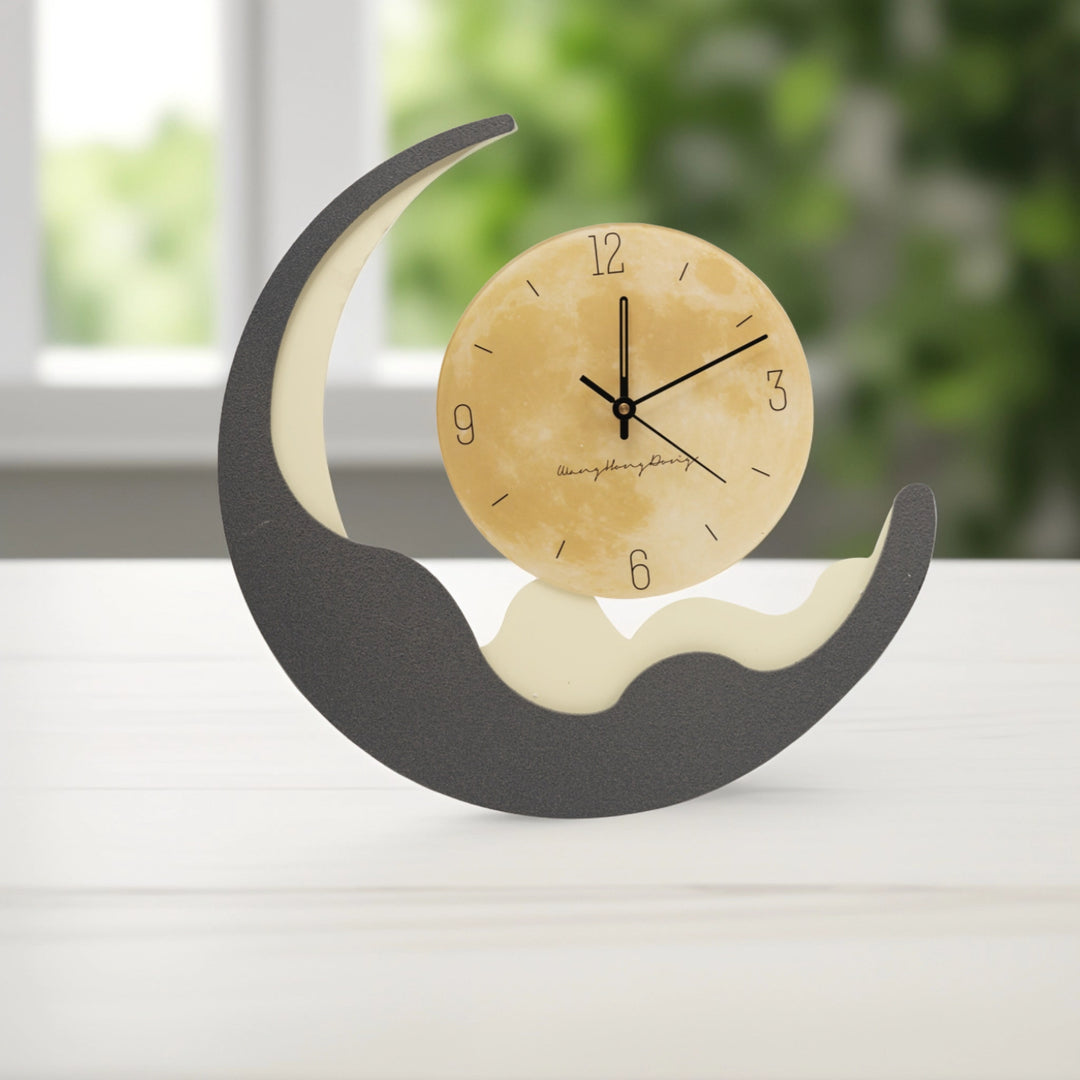 Modern Moon Shaped - Wall Clock | Hanging Clock | Decorative Clock | Home Decor | Wall Decor