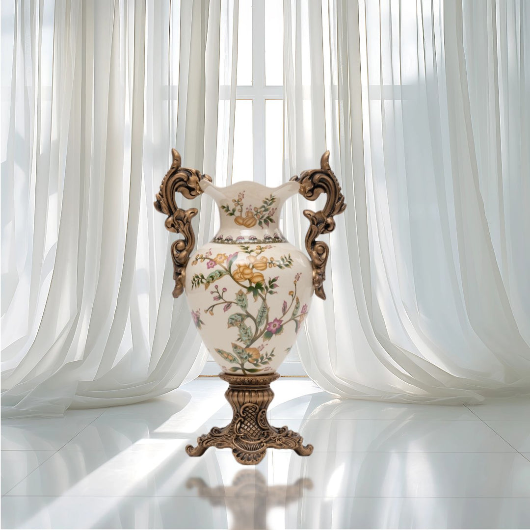 Golden Blossom Vase  Decorative Vase|Polyresin Vase|Floral Vase|Home Decor|Tabletop Decor|Decorative Accents|Home Decor Accents|Statement Piece
