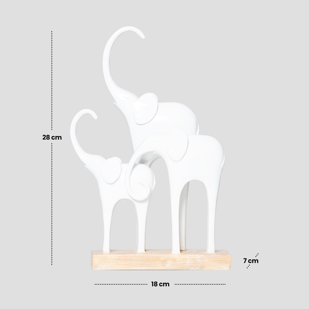 White Elephant Trio - Elephant Statue | Table Top Decor | Living Room Decor