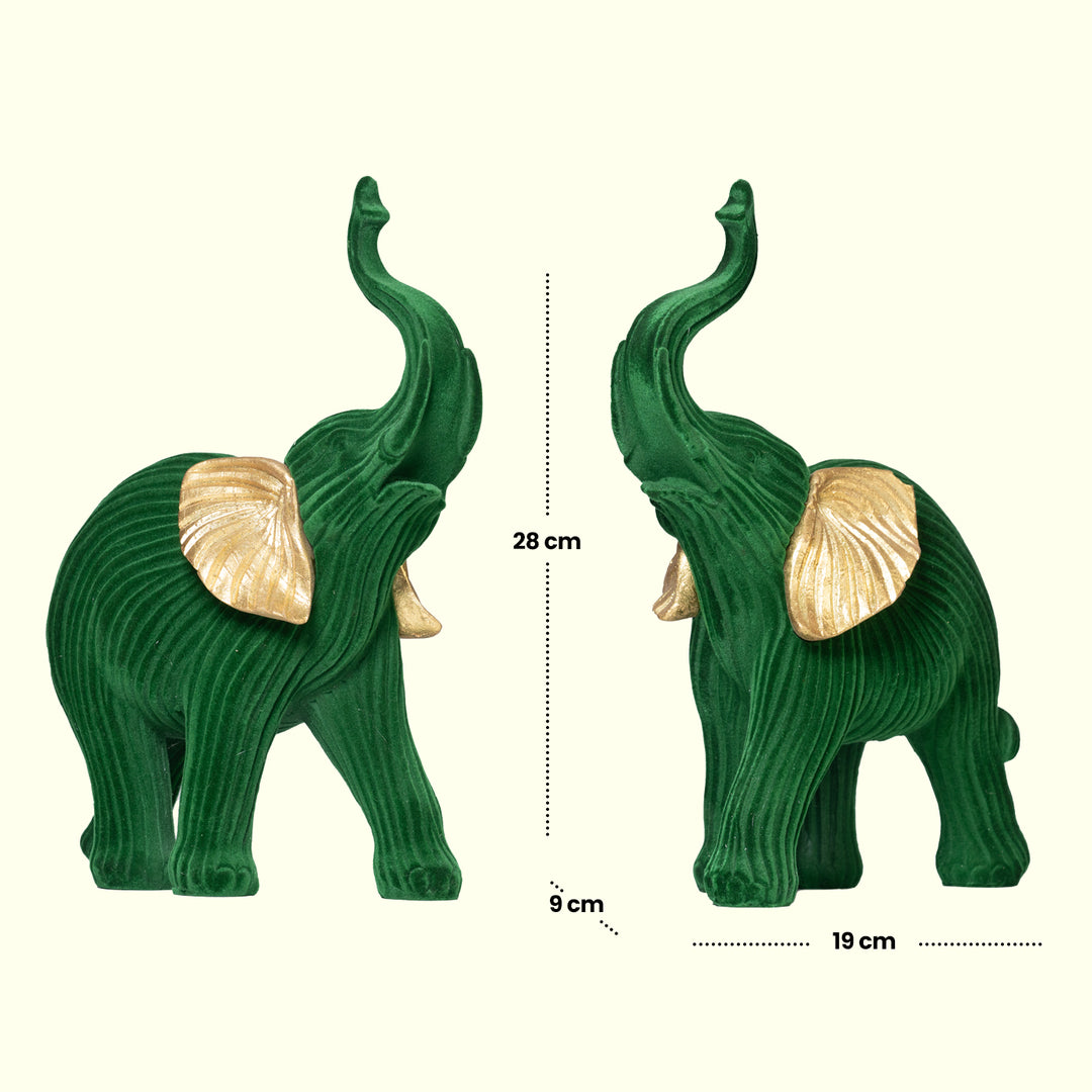 Gold & Emerald Elephant Emerald - Elephant Statue | Table Top Decor | Living Room Decor