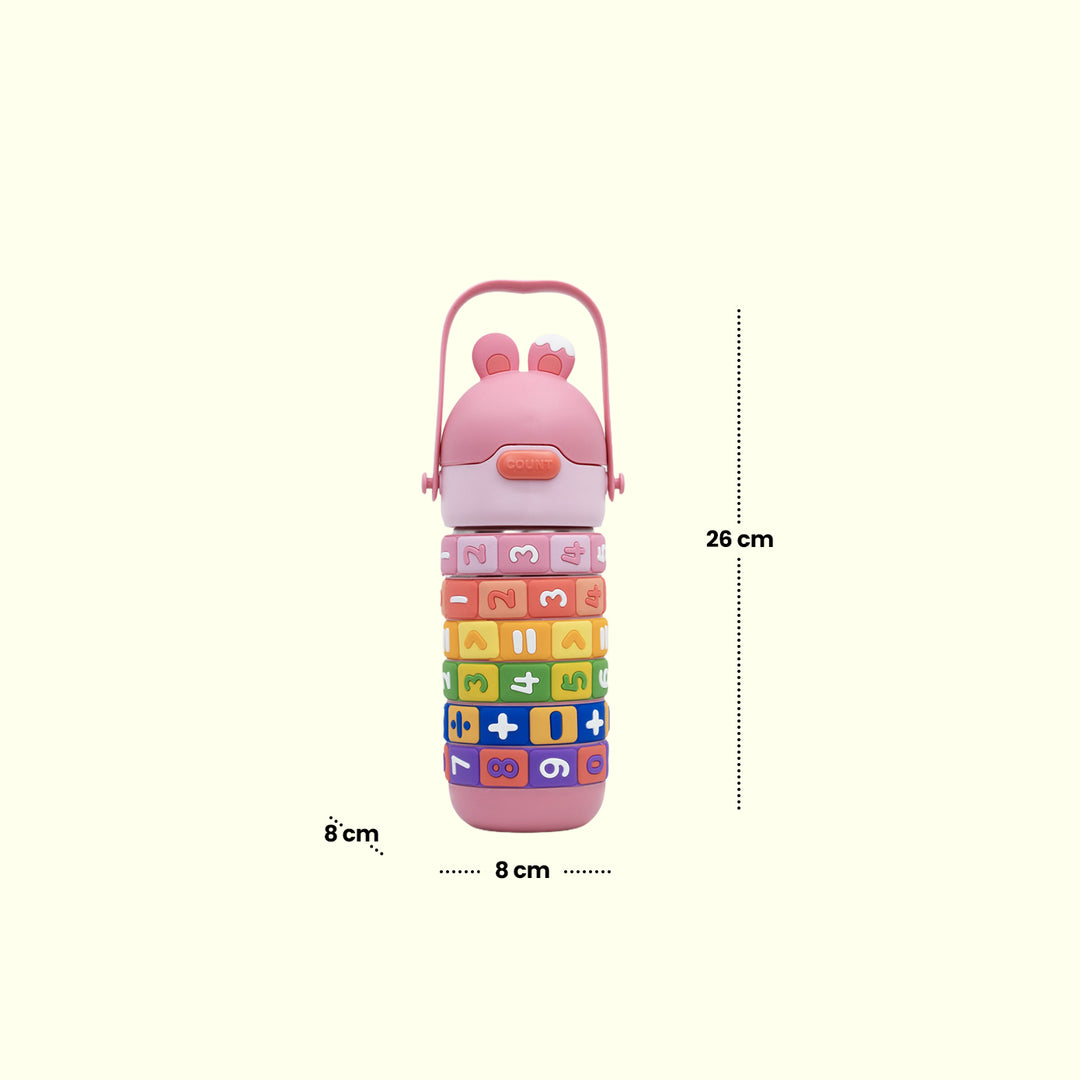 Math Puzzle Water Bottle(Pink)  water bottle | Water bottle for kids | Cute water bottles for kids