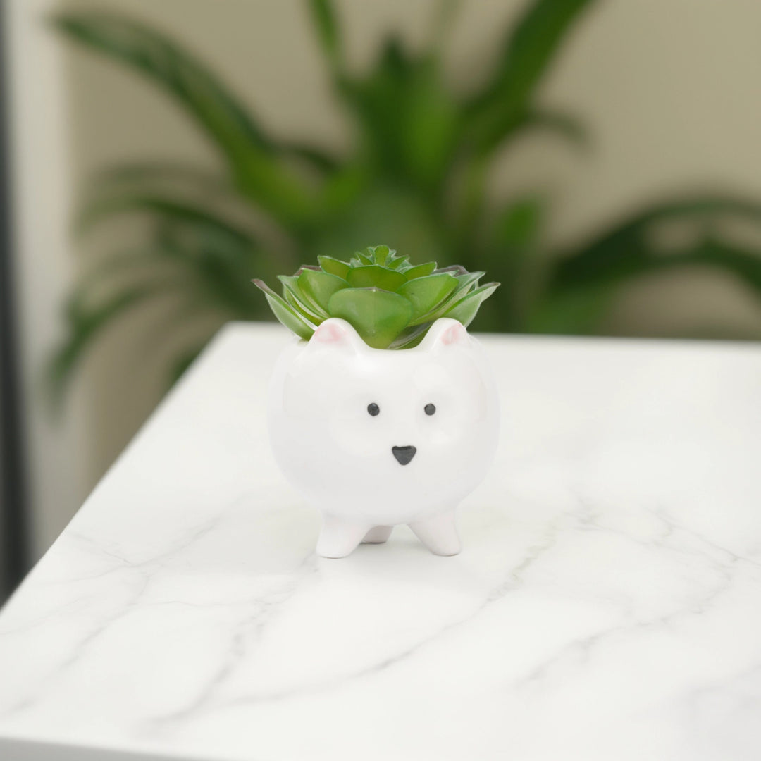 Cute Dog Ceramic Planter - Home Decor | Artificial Garden | Ceramic Vase | Dog Planter