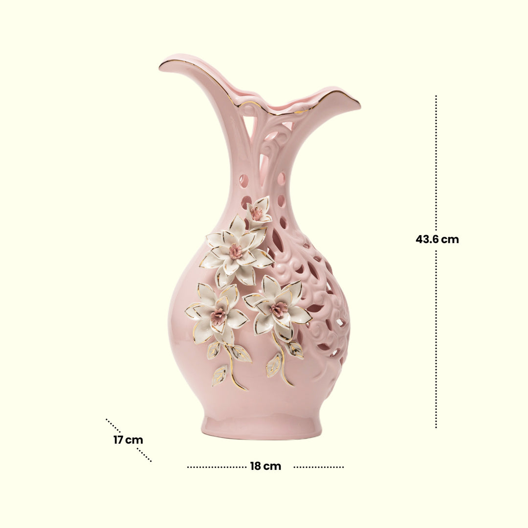 Rosy Romance Vase - Pastel Floral | Flower Vase | Ceramic Vases | Home Decor Gifts | Living Room Decor | Flower Vase for Table