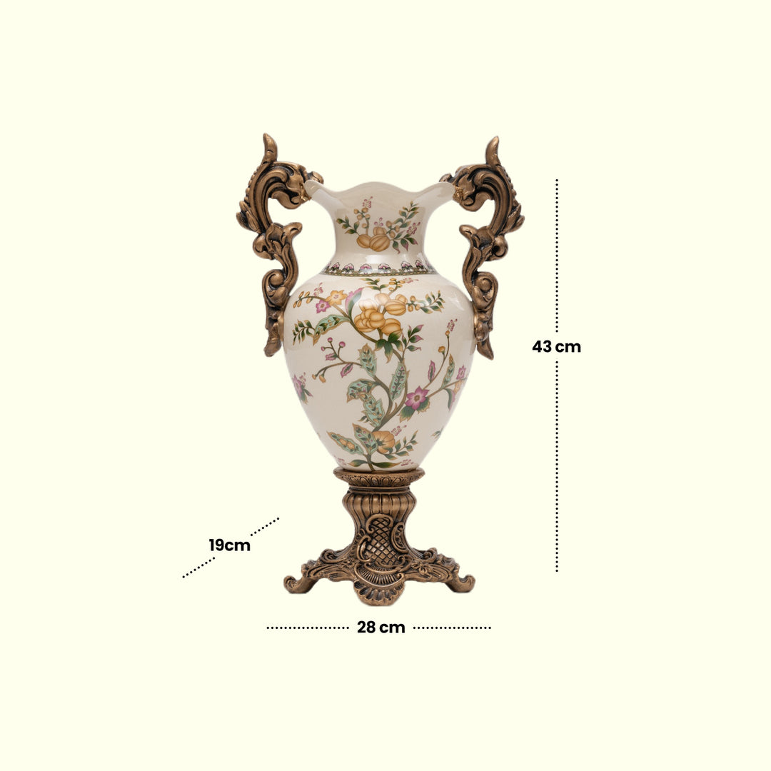 Golden Blossom Vase  Decorative Vase|Polyresin Vase|Floral Vase|Home Decor|Tabletop Decor|Decorative Accents|Home Decor Accents|Statement Piece