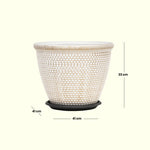 Load image into Gallery viewer, Woven White Planter Side Table Decor|Standalone Decorative Piece | Garden Decor
