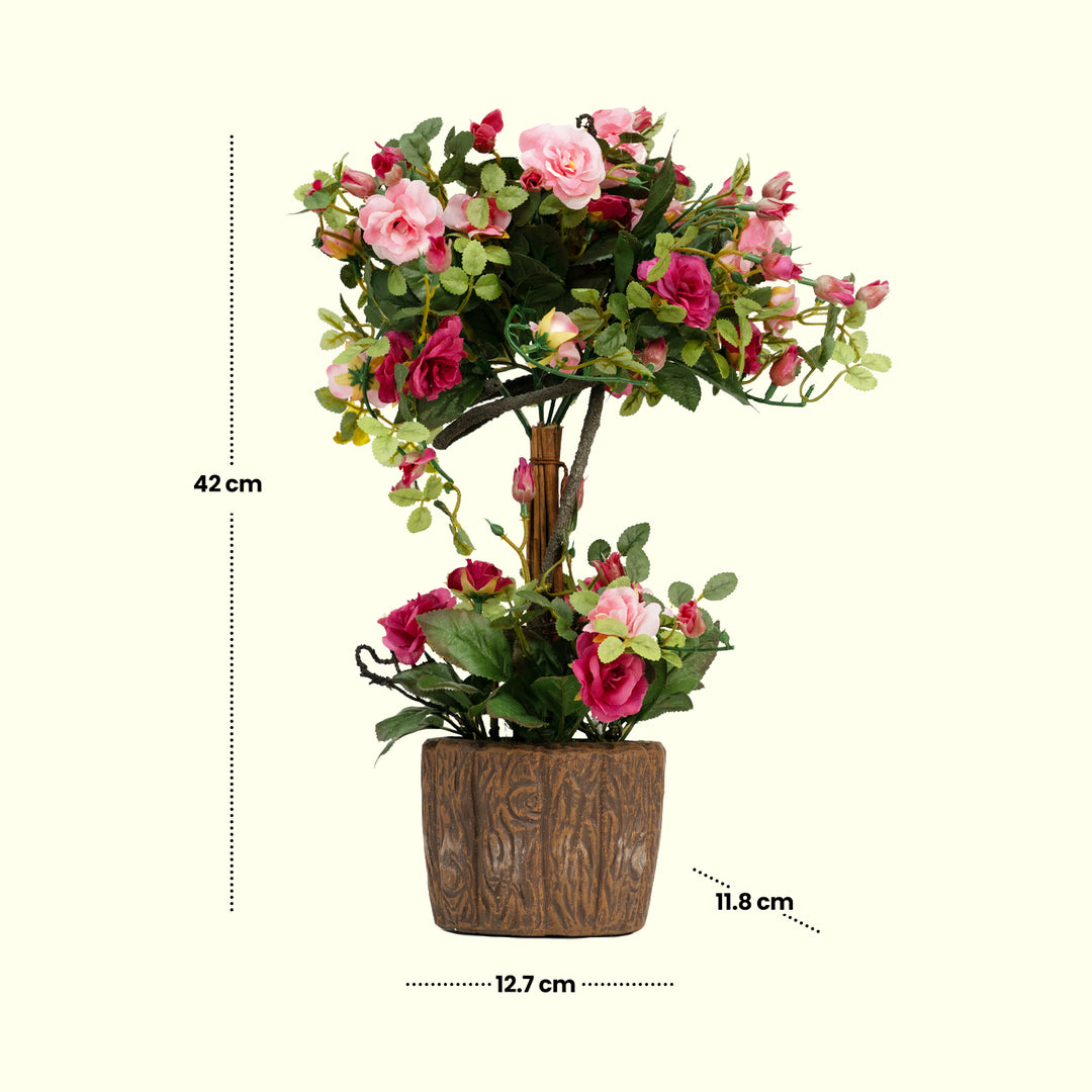 Everlasting Bloom(Red) - Artificial Plant for Living Room | Flower Decor | Side Table Decor | Flowers for Living Room