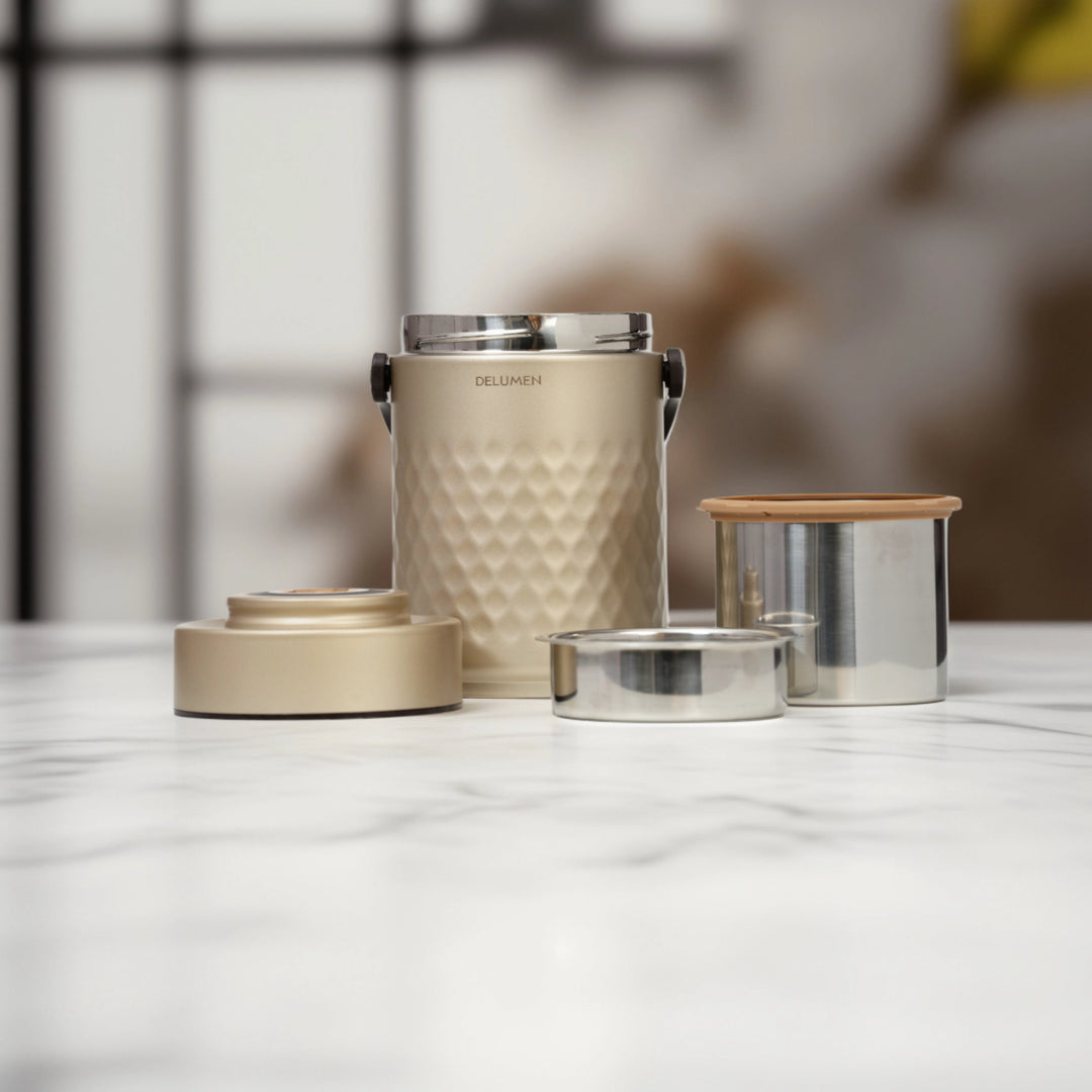 Gold Thermal Tiffin Carrier  Kitchen Ware | Thermos | Thermal Jar | Home Decor