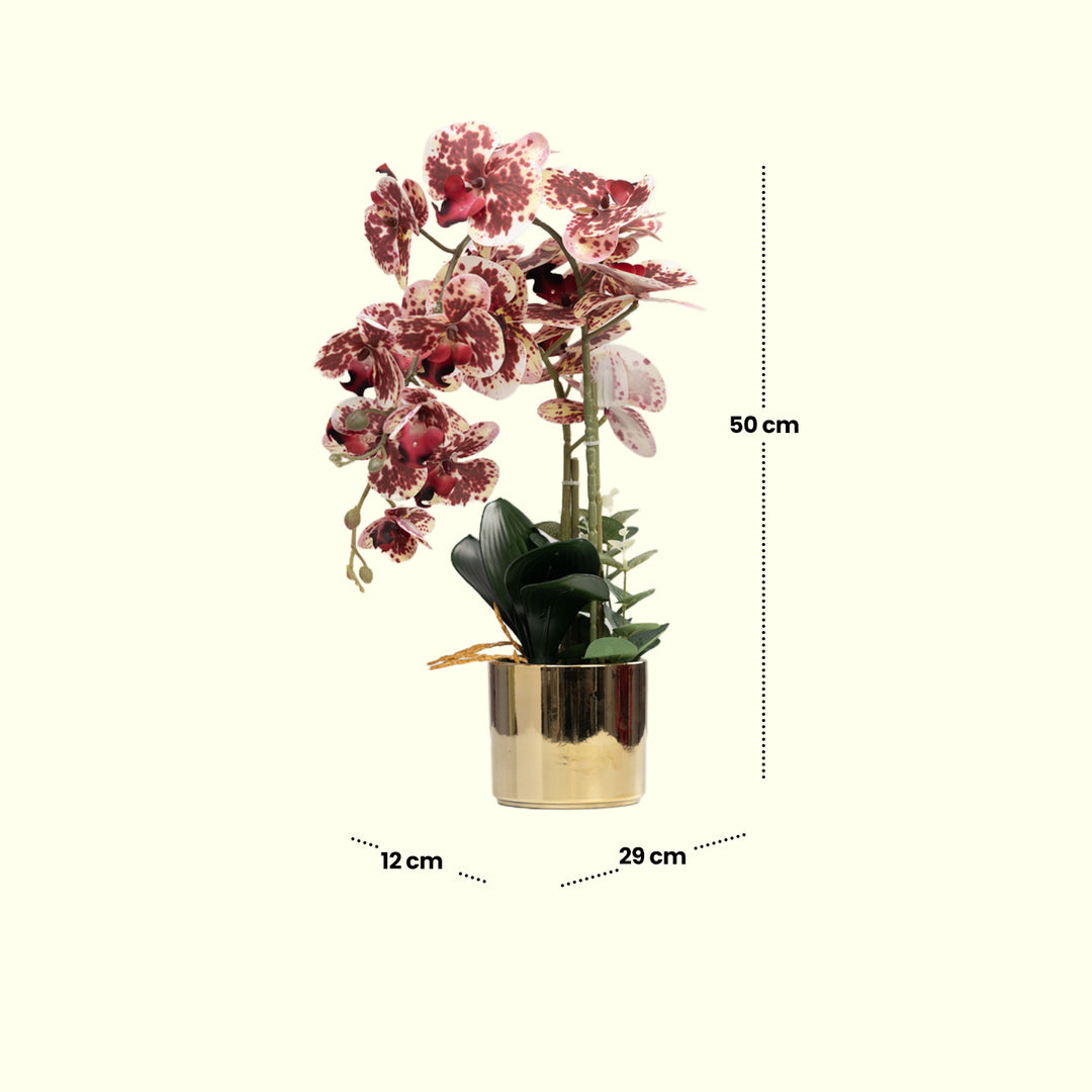 Golden Bloom(Crimson) - Flowers For Decor | Crimson Flowers Decor | Shelves Decor