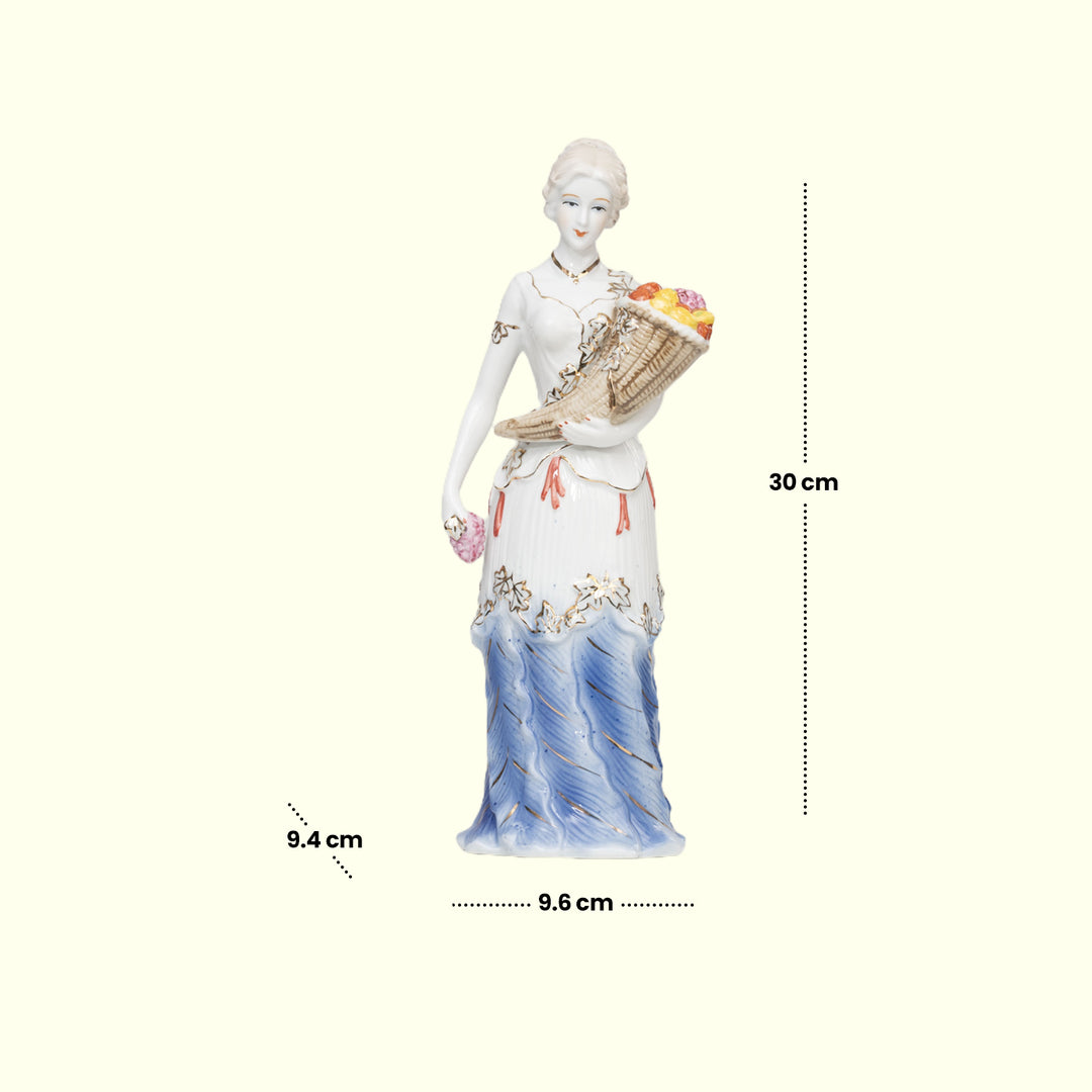 Flower Basket Lady Figurine Home Decor | Porcelain Decor | Ceramic Lady Decor