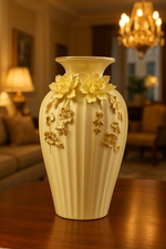 Load image into Gallery viewer, Embellished Vase(White) - Ceramic Vases|Home Decor|Living Room Decor|Center Table Decor
