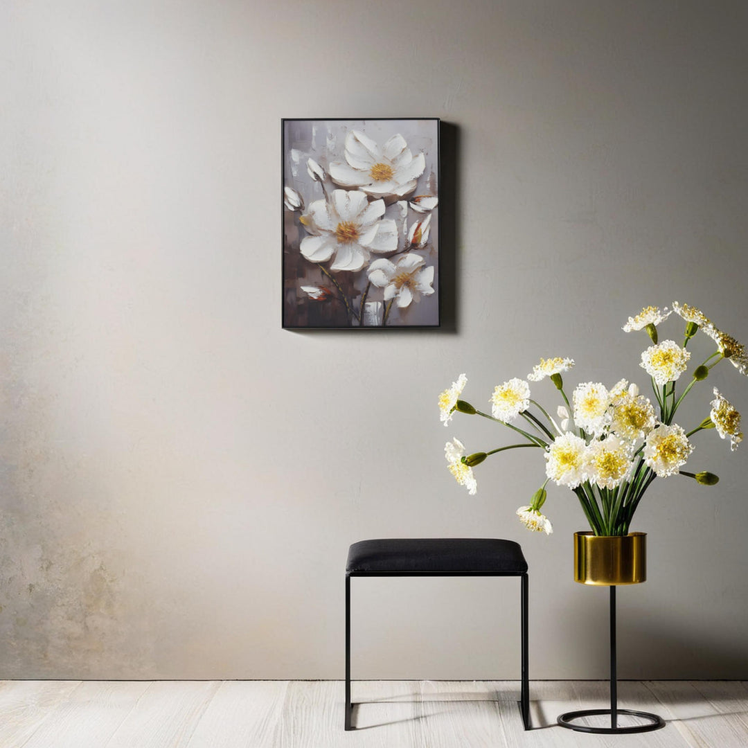 Pure Elegance – White Floral Wall Canvas Art Decor| Wall Hanging| Flower Art | Floral Art| Home Decor| Wall Decor