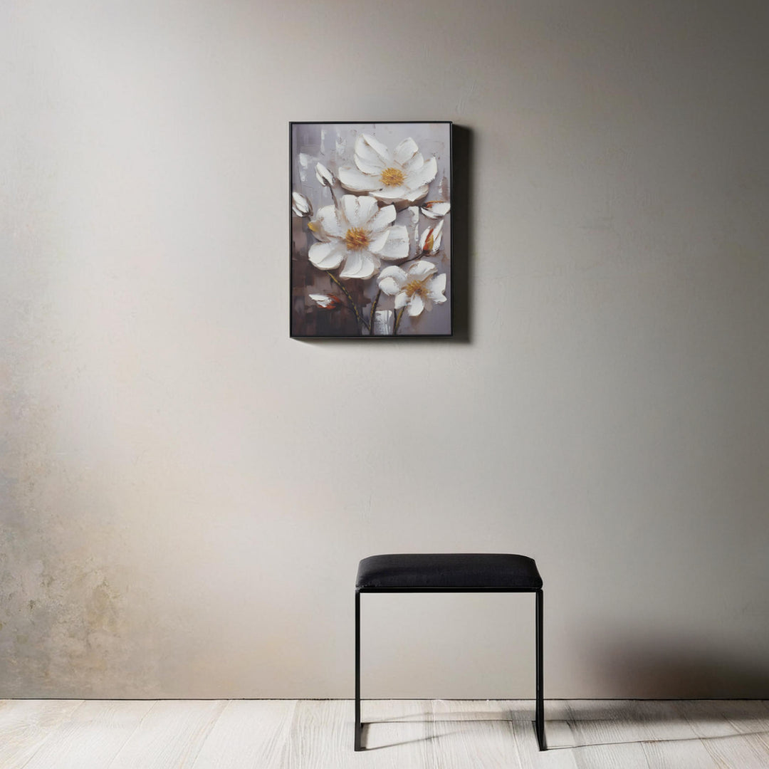 Pure Elegance – White Floral Wall Canvas Art Decor| Wall Hanging| Flower Art | Floral Art| Home Decor| Wall Decor