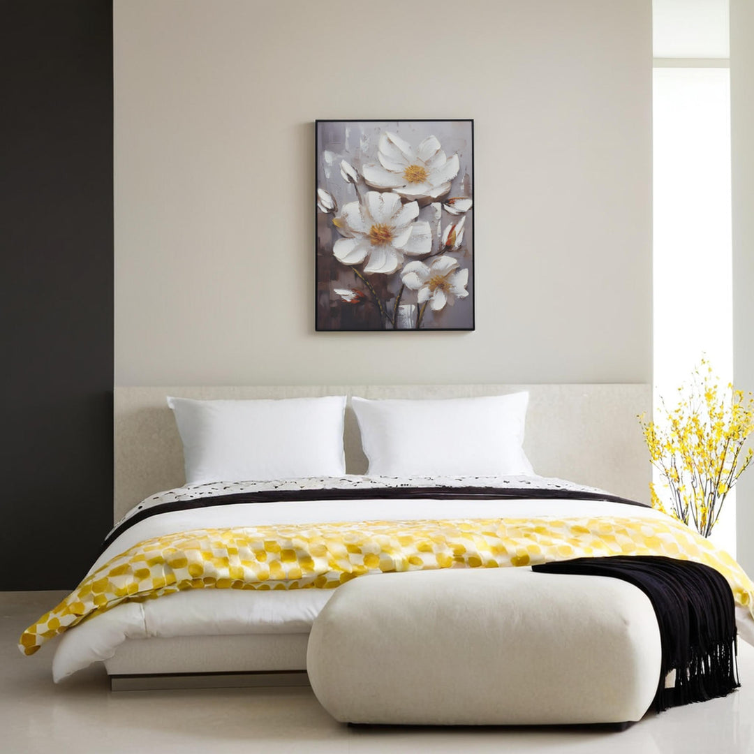 Pure Elegance – White Floral Wall Canvas Art Decor| Wall Hanging| Flower Art | Floral Art| Home Decor| Wall Decor