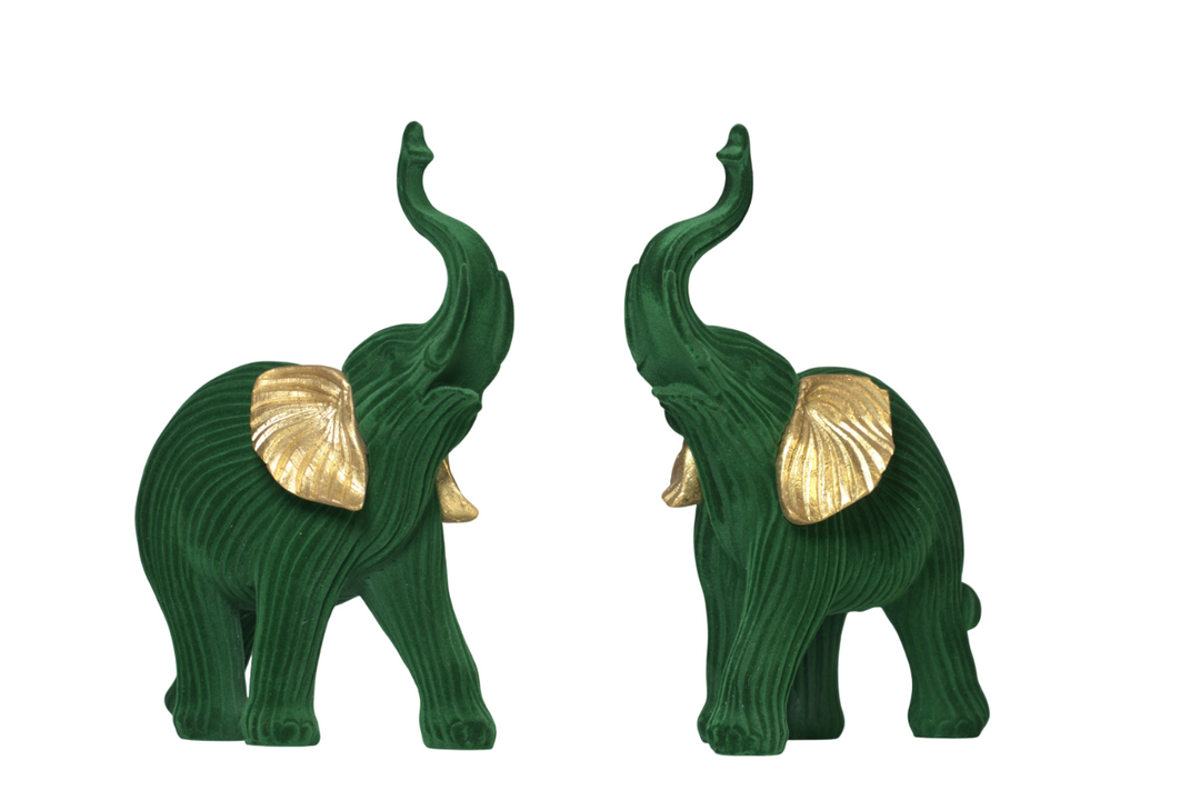 Gold & Emerald Elephant Emerald - Elephant Statue | Table Top Decor | Living Room Decor