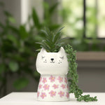 Load image into Gallery viewer, Cat Plant Vase (Flower) - Home Decor | Artificial Garden | Ceramic Vase | Cat Vase
