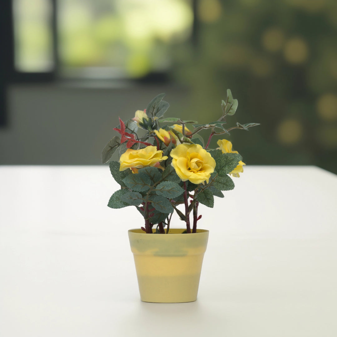 Mini Garden Set - Home Decor | Artificial Garden | Yellow Artificial Roses | Artificial Roses | Yellow Roses