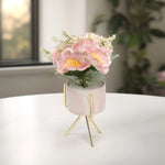 Load image into Gallery viewer, Pink Floral Arrangement in Marble-Style Ceramic Vase - Home Decor | Artificial Garden | Ceramic Planter | Marble Planter
