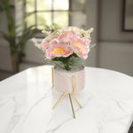 Load image into Gallery viewer, Pink Floral Arrangement in Marble-Style Ceramic Vase - Home Decor | Artificial Garden | Ceramic Planter | Marble Planter
