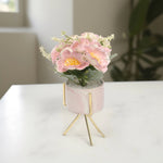 Load image into Gallery viewer, Pink Floral Arrangement in Marble-Style Ceramic Vase - Home Decor | Artificial Garden | Ceramic Planter | Marble Planter
