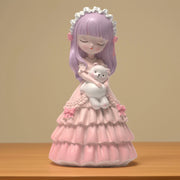 Pastel Doll with Teddy (Pink)  Polyresin figurine | Decorative figurine | Living room | Minimalist Sculptures | Home Decor