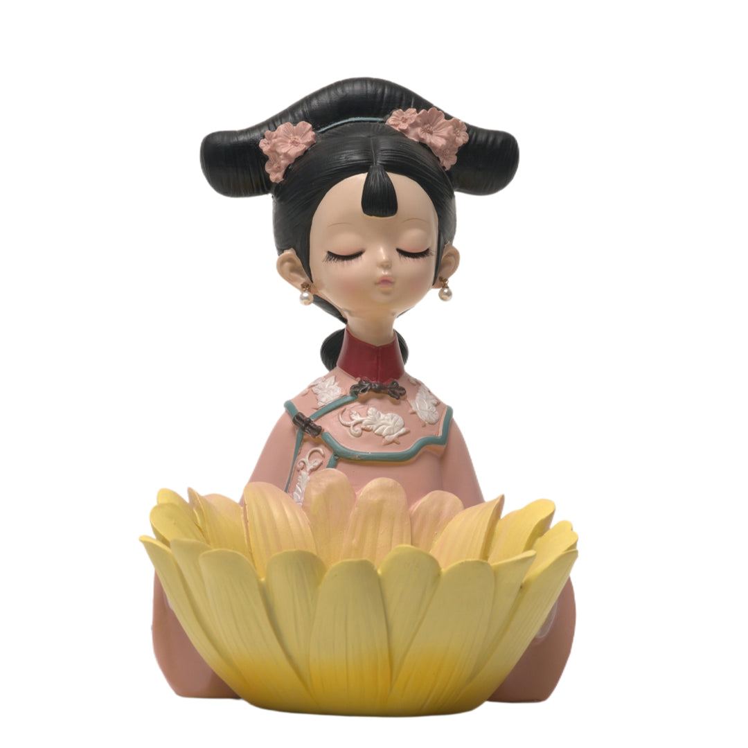 Yellow Lotus Meditative Figurine - Yoga Posture Statue | Lady Yoga Figurine Seated Posture | Yoga Woman Statues | Yoga Sculpture Online In India | Yoga Woma Sculpture | Sitting Yoga | Lady Statue  | Modern yoga figurine