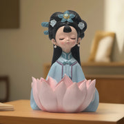 Pink Lotus Meditative Figurine  - Yoga Posture Statue | Home Decor | Yoga Woman Statues | Yoga Sculpture Online In India | Modern yoga figurine